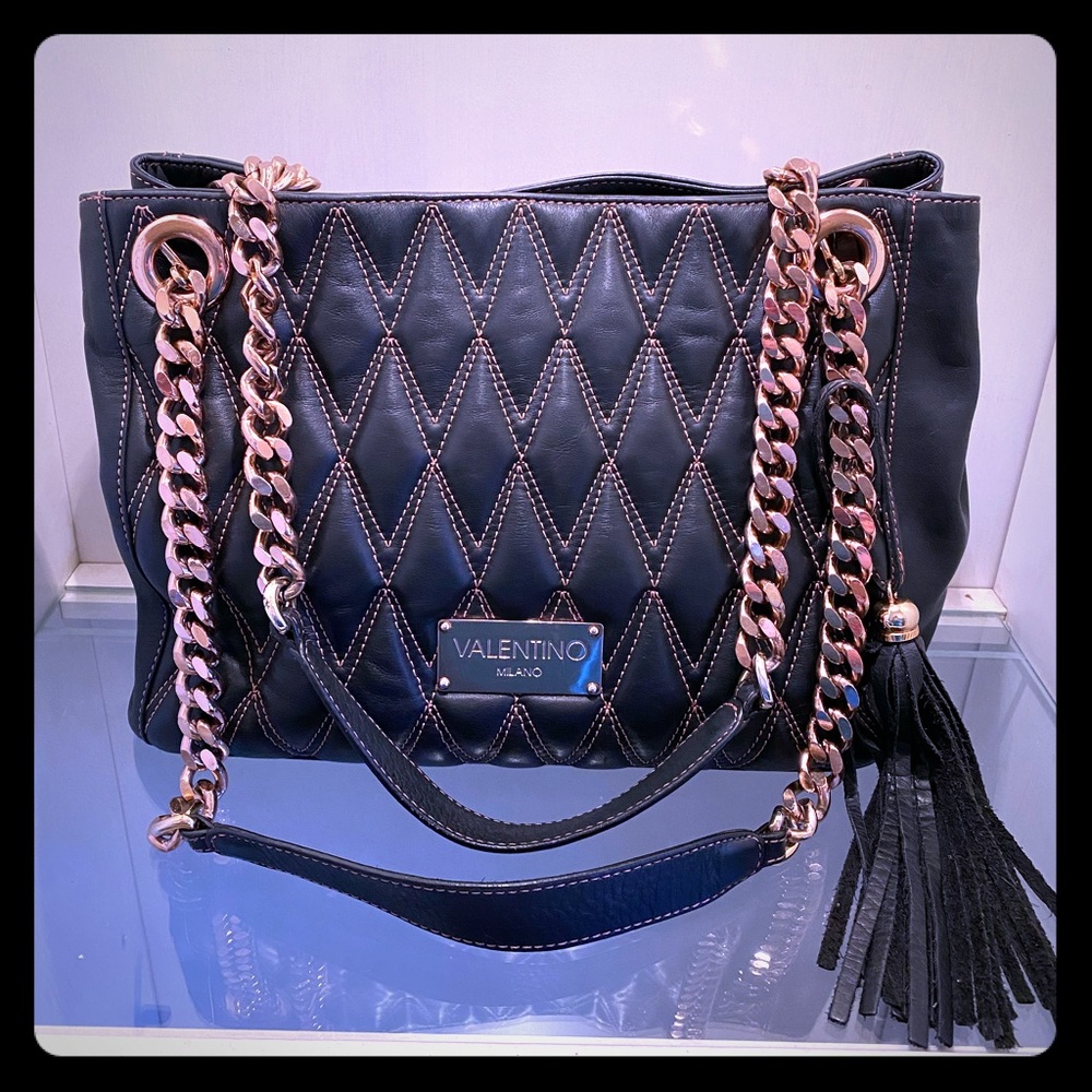 Valentino Verra D Quilted Rose Gold Tote Bag